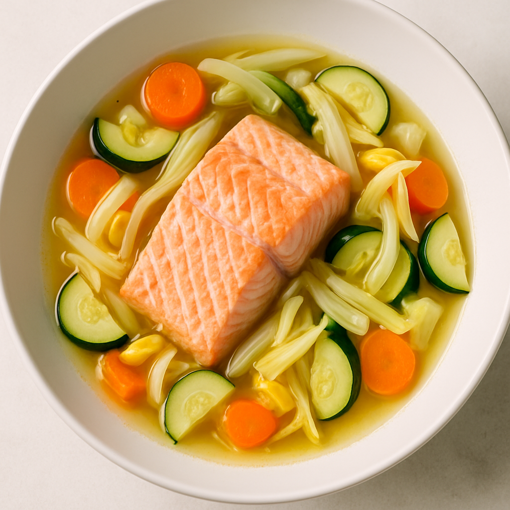 Salmon à la Nage With Summer Vegetables