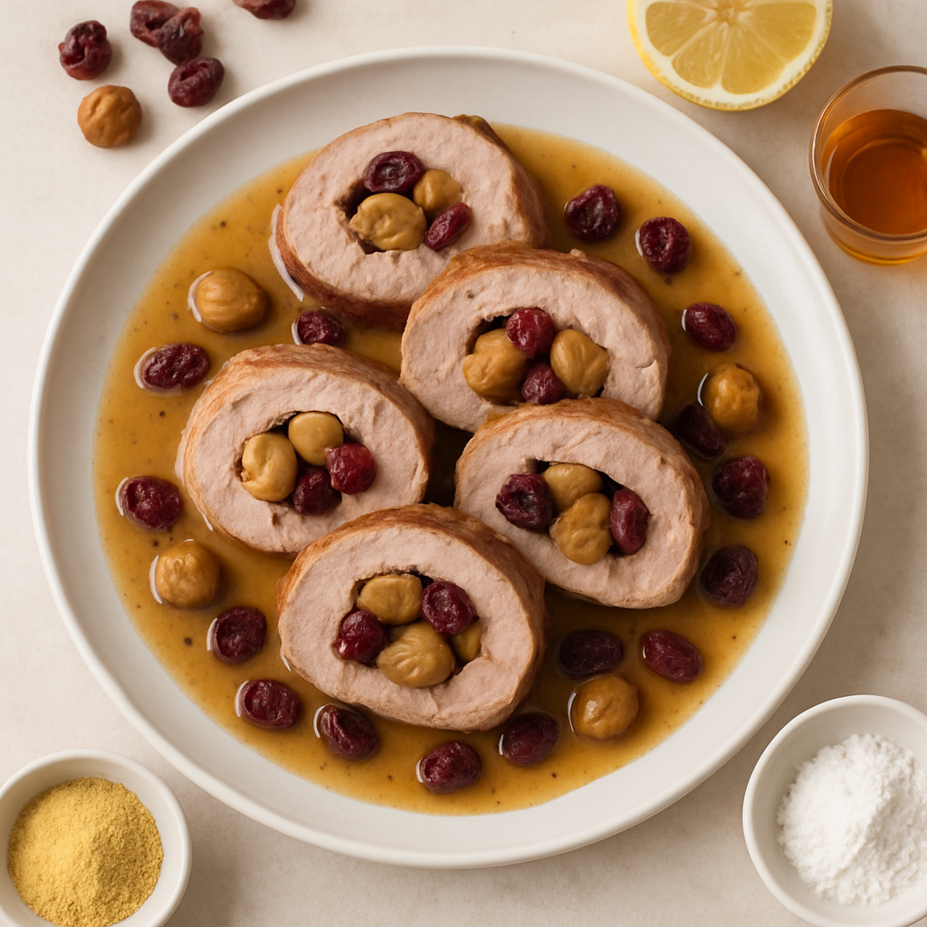 Pork Tenderloins Stuffed with Chestnuts and Dried Cranberries
