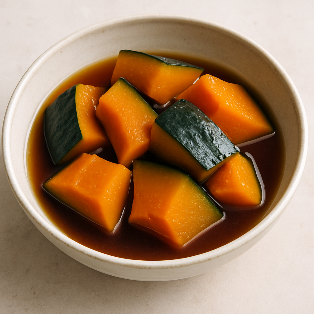 Kabocha No Nimono (Squash Simmered in Sake-Soy Sauce)