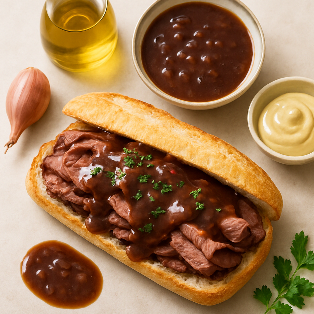 Roast Beef Sandwich with Red Wine Gravy