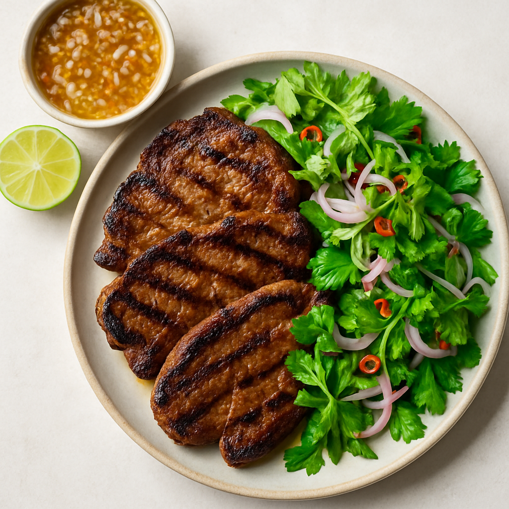 Filetes de Paleta de Cerdo a la Parrilla con Ensalada de Hierbas