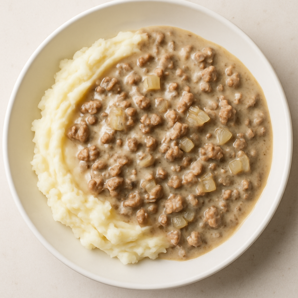Hamburger Gravy and Mashed Potatoes