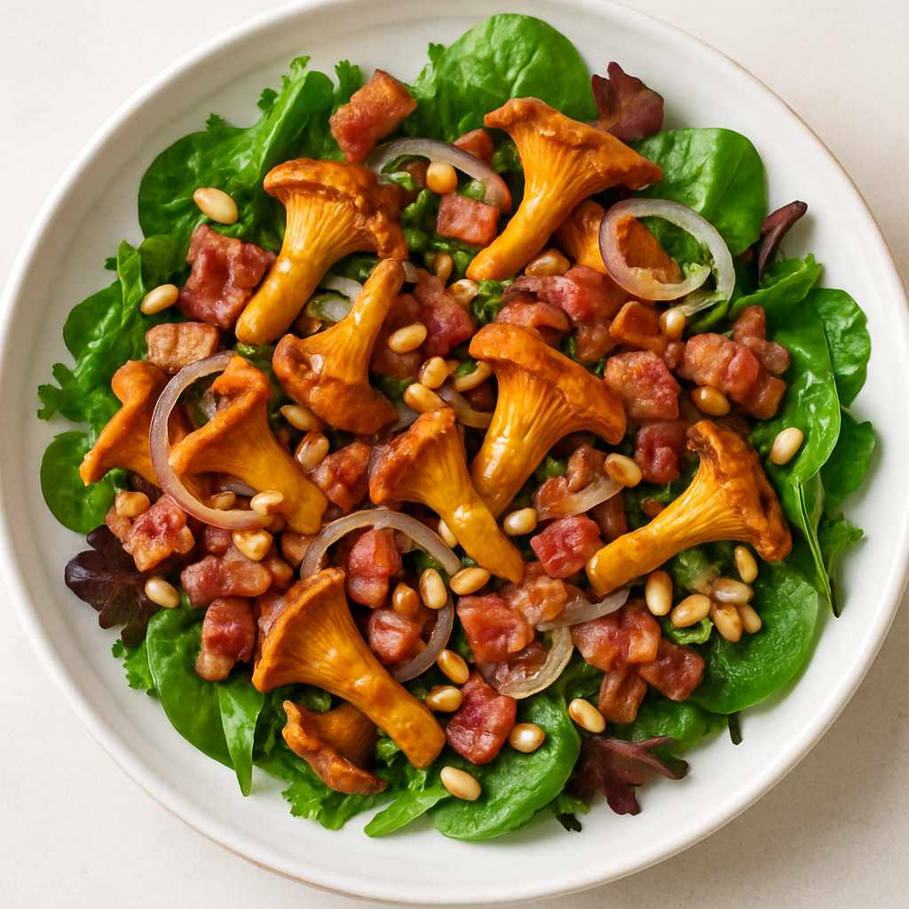 Ensalada Tibia de Rebozuelos y Panceta
