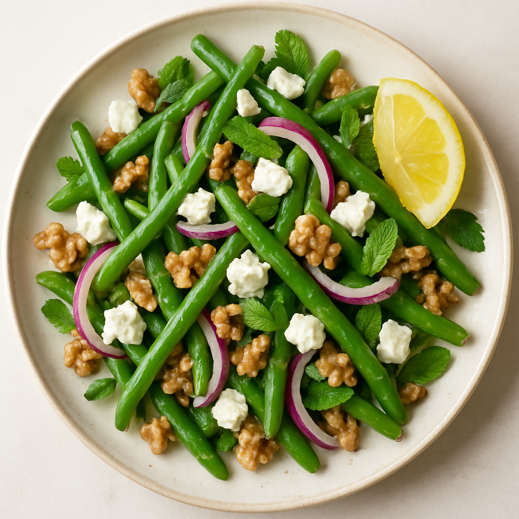 Ensalada de Judías Verdes con Nueces y Queso Feta