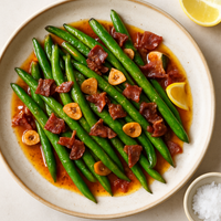 Smoky Spanish Green Beans with Garlic and Jamón