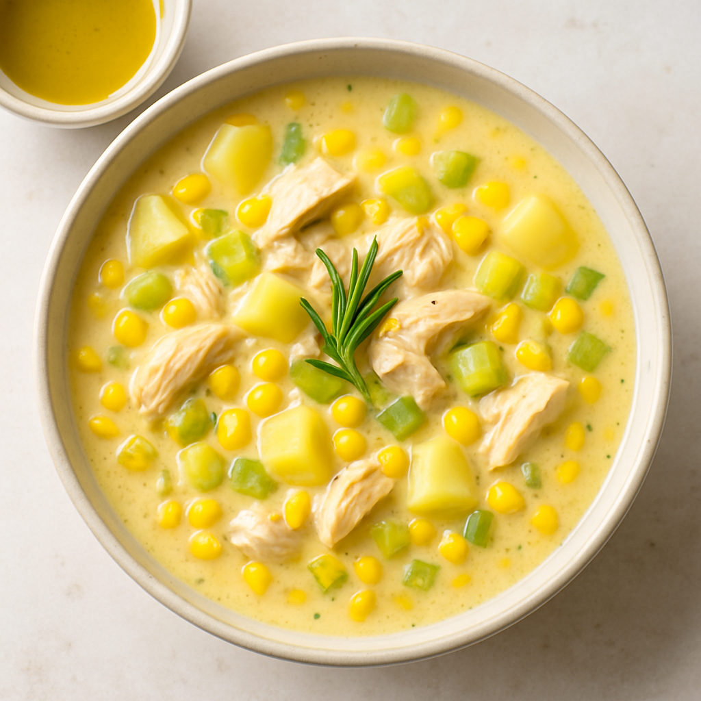 Sopa Cremosa de Pollo y Maíz