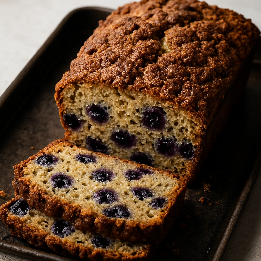 Pan de Plátano y Arándanos con Cobertura Crujiente de Canela