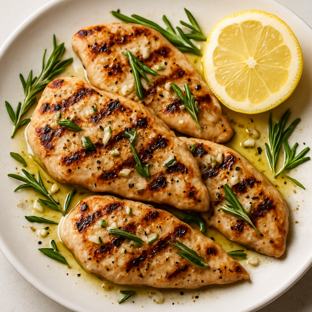 Filetes de Pollo a la Parrilla en 5 Minutos con Romero, Ajo y Limón