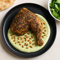 Za'atar Roast Chicken with Green Tahini Sauce