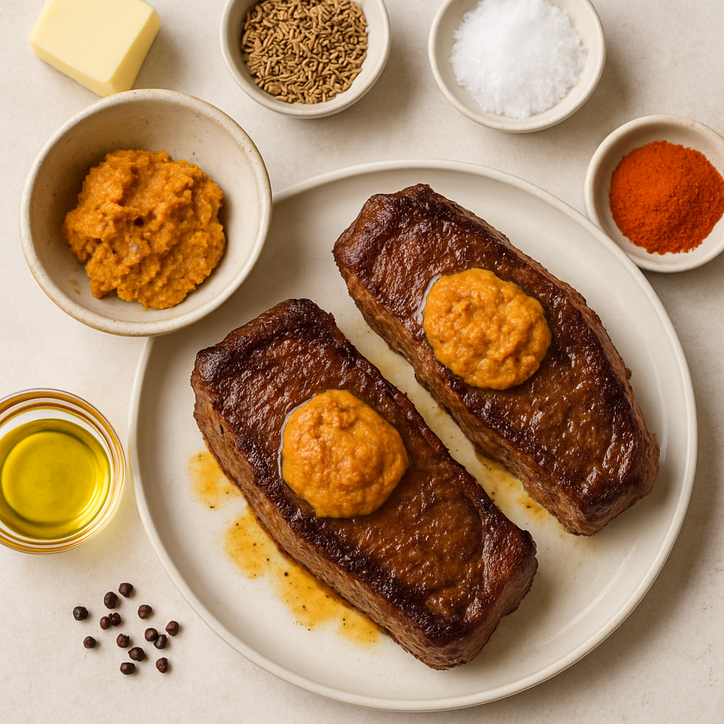 Seared Strip Steaks with North African-Spiced Butter