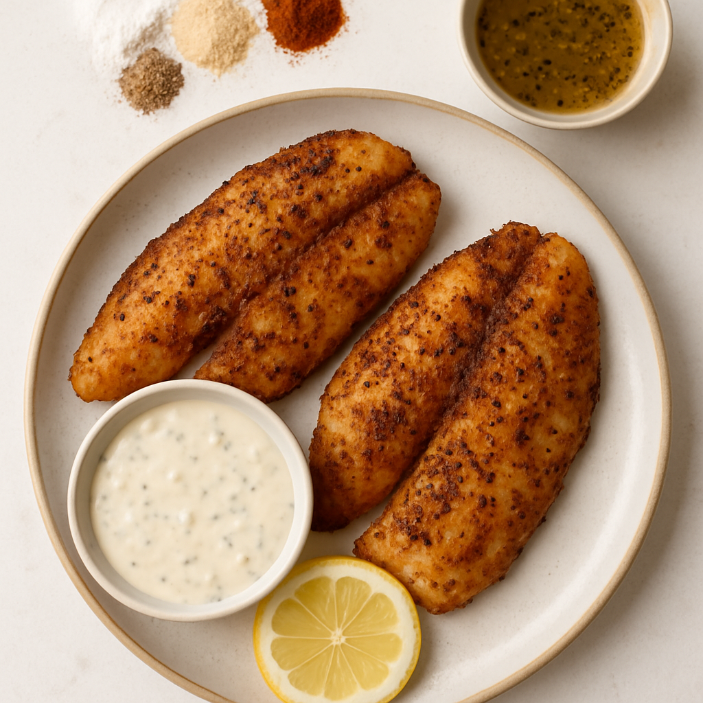 Pescado a la Sartén con Salsa Cremosa de Limón para Dos