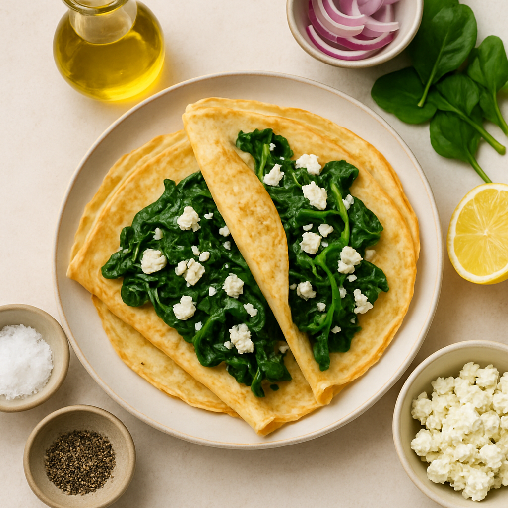 French Crêpes with Spinach and Feta