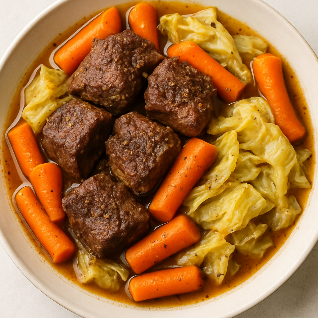 Slow-Cooked Beef with Carrots & Cabbage