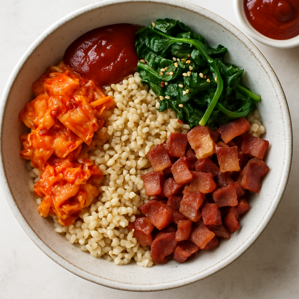 Bibimbap with Bacon and Kimchi