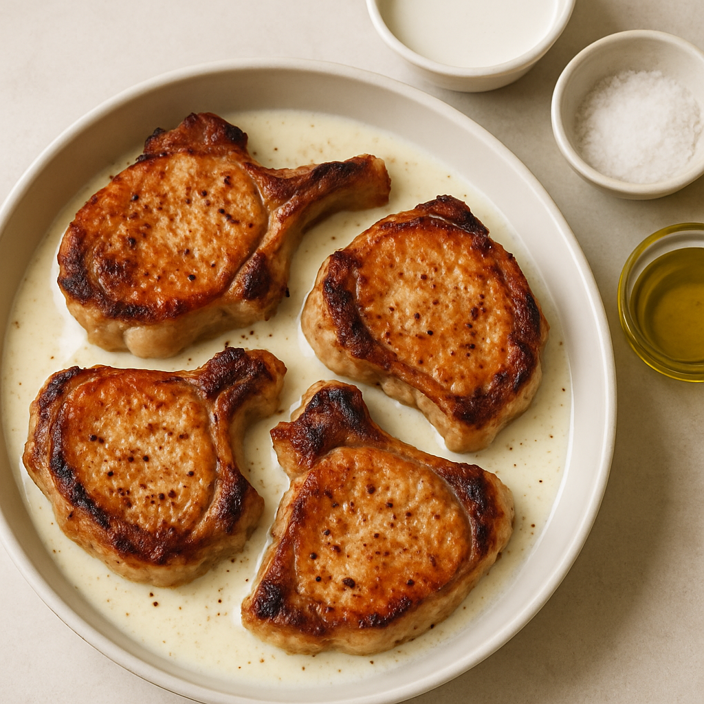 Chuletas de Cerdo Jugosas con Suero de Leche