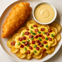 Beer-Battered Fish and Loaded Beer Cheese Chips