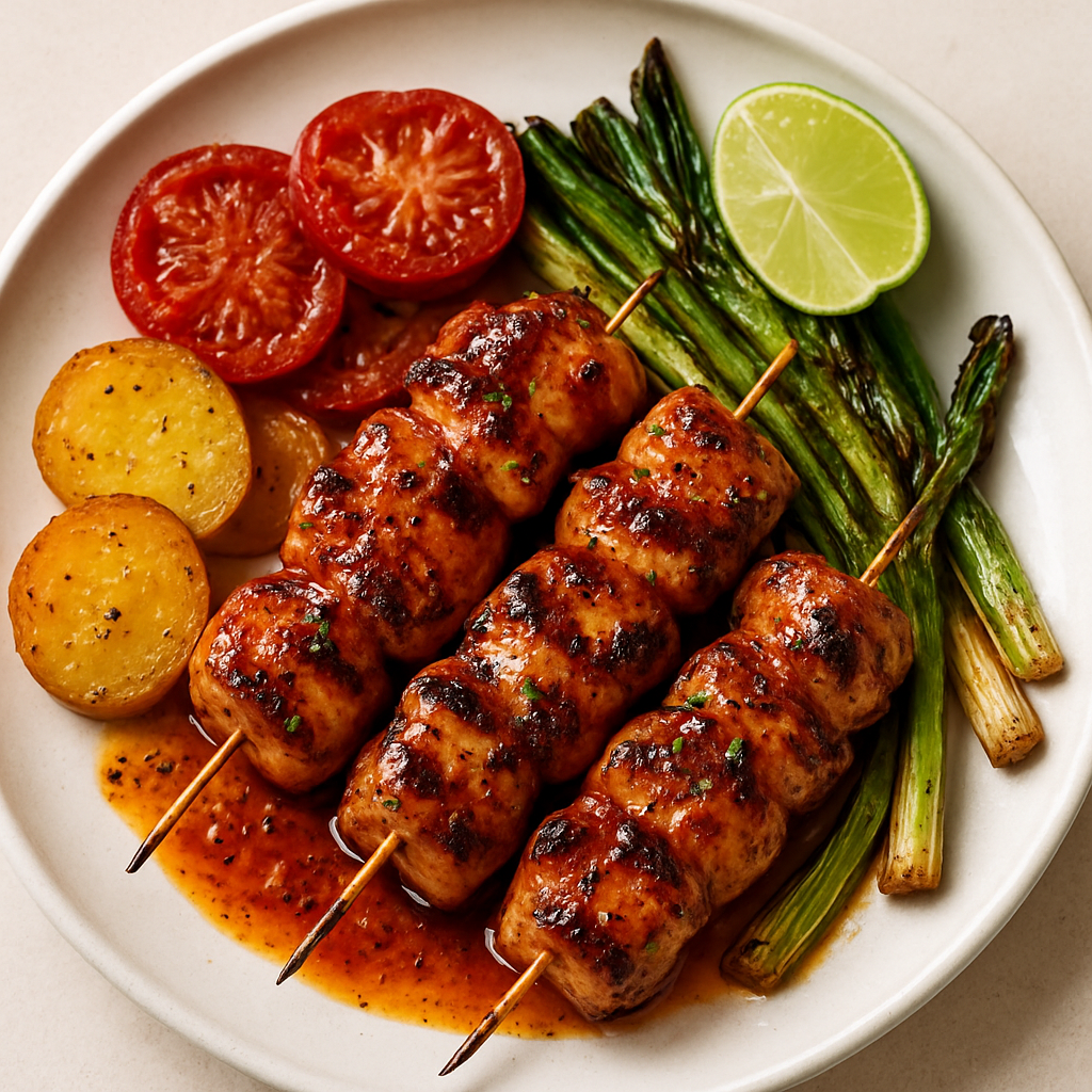 Brochetas de Pollo con Mantequilla de Limón y Chile