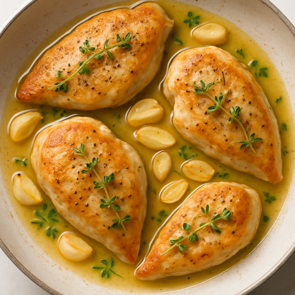 Garlic Chicken with White Wine Sauce