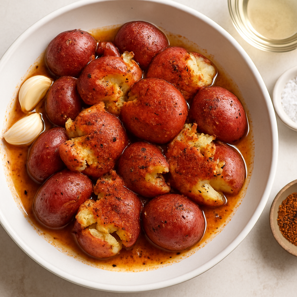 Papas Rojas Aplastadas a la Cajun