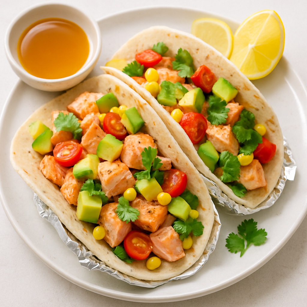 Tacos de Salmón con Mantequilla Marrón de Cítricos