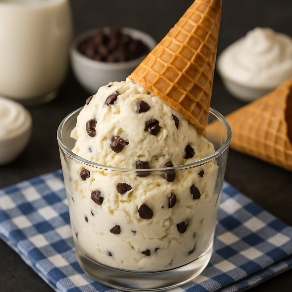 Helado de Cono de Gofre con Chispas de Chocolate