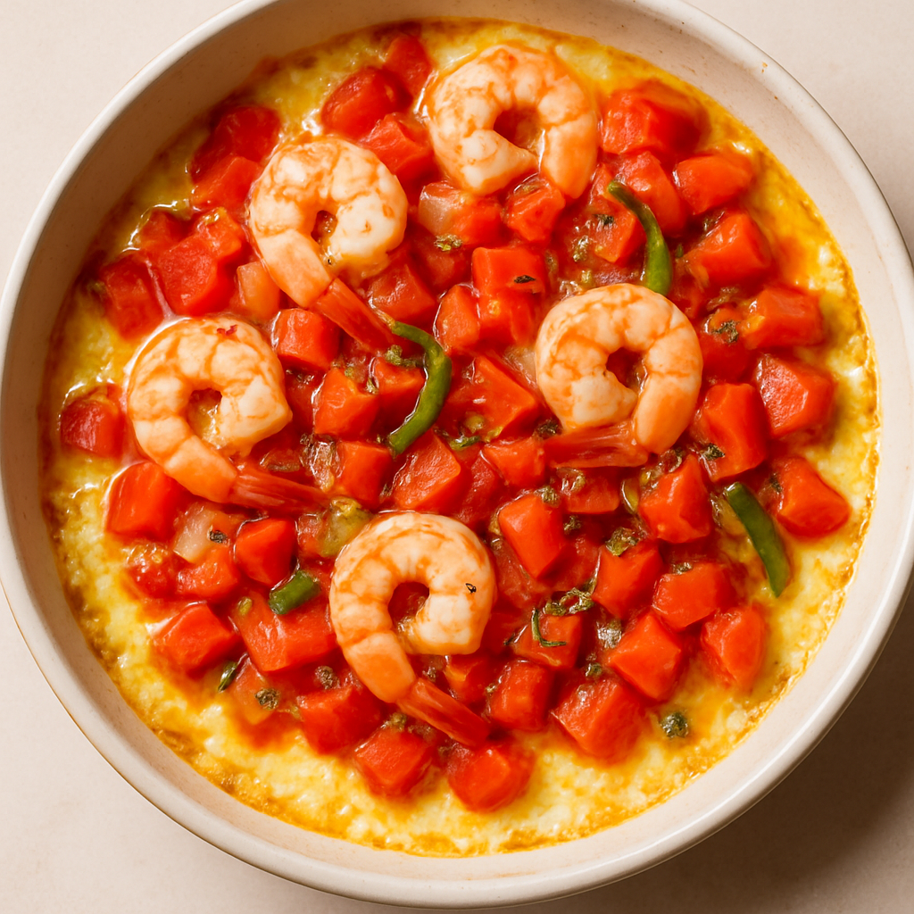 Queso Fundido con Camarones y Tomates