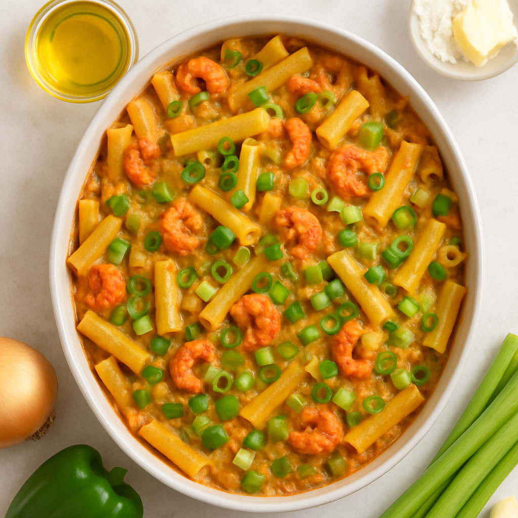 Creole Crawfish Baked Ziti