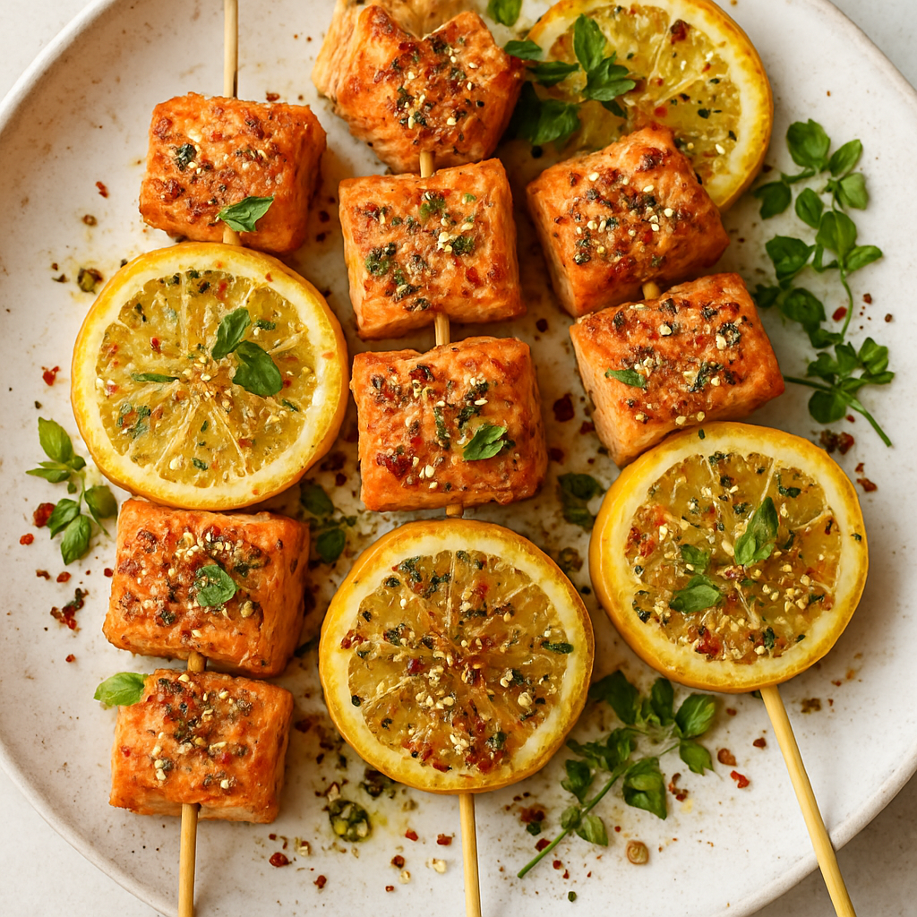 Brochetas de Salmón Especiado