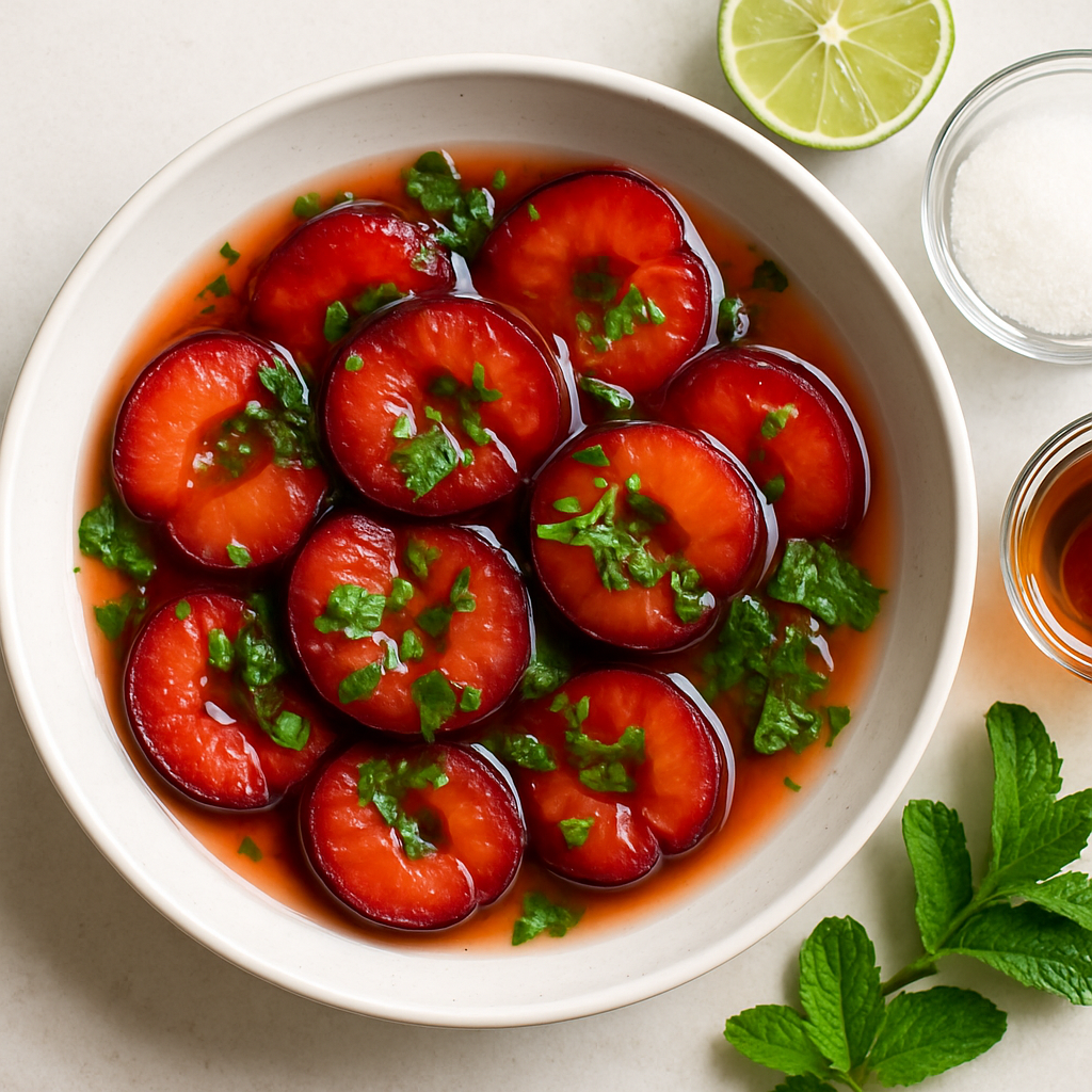 Ciruelas Pochadas al Mojito