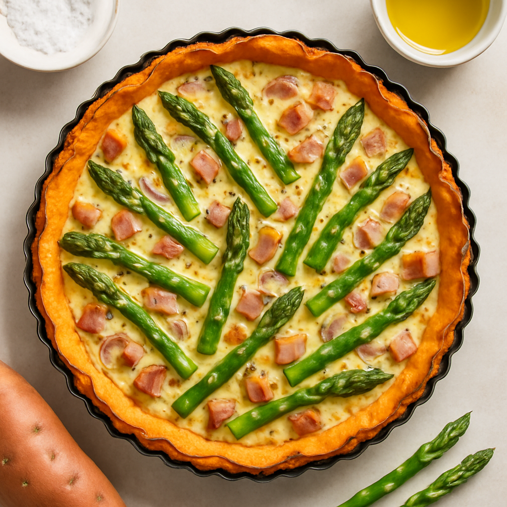 Quiche de Espárragos y Jamón con Corteza de Papa