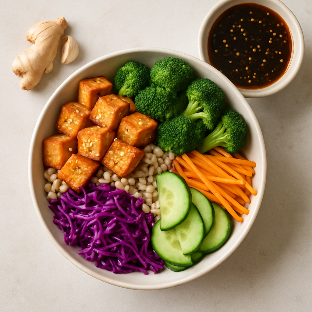 Tofu Buddha Bowl with Ginger-Soy Dressing
