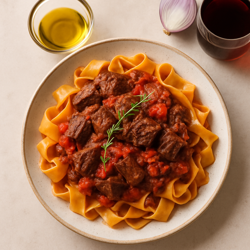 Ragù de Carne de Res en Olla a Presión con Pappardelle
