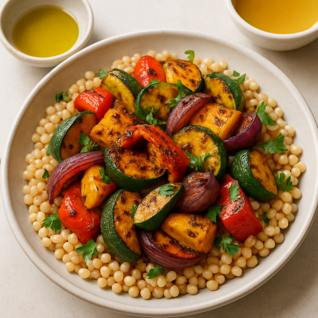 Cuscús de Perla con Verduras a la Parrilla al Estilo Cajún