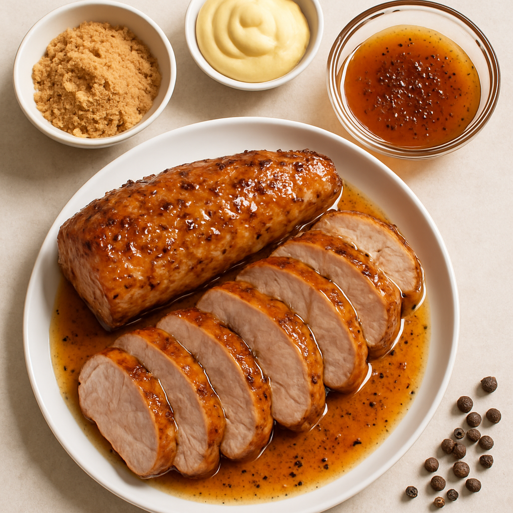 Lomo de Cerdo Glaseado con Mostaza Dijon, Miel y Arce