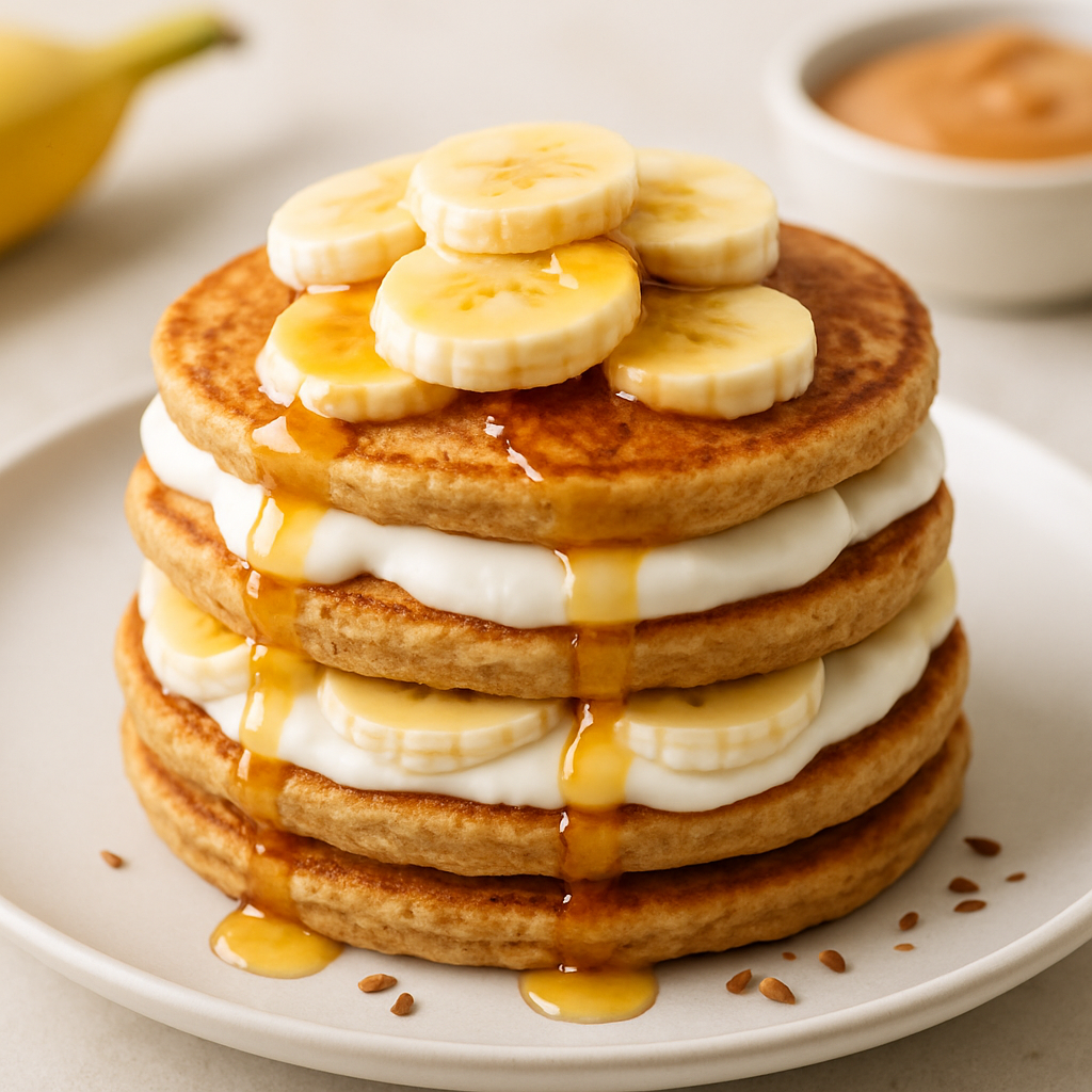 Peanut Butter Banana Greek Yogurt Pancakes
