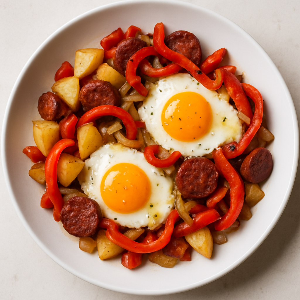 Spanish Eggs with Chorizo & Peppers
