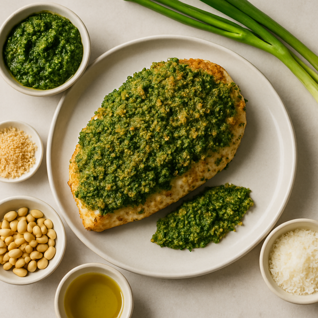 Scallion Pesto-Crusted Chicken