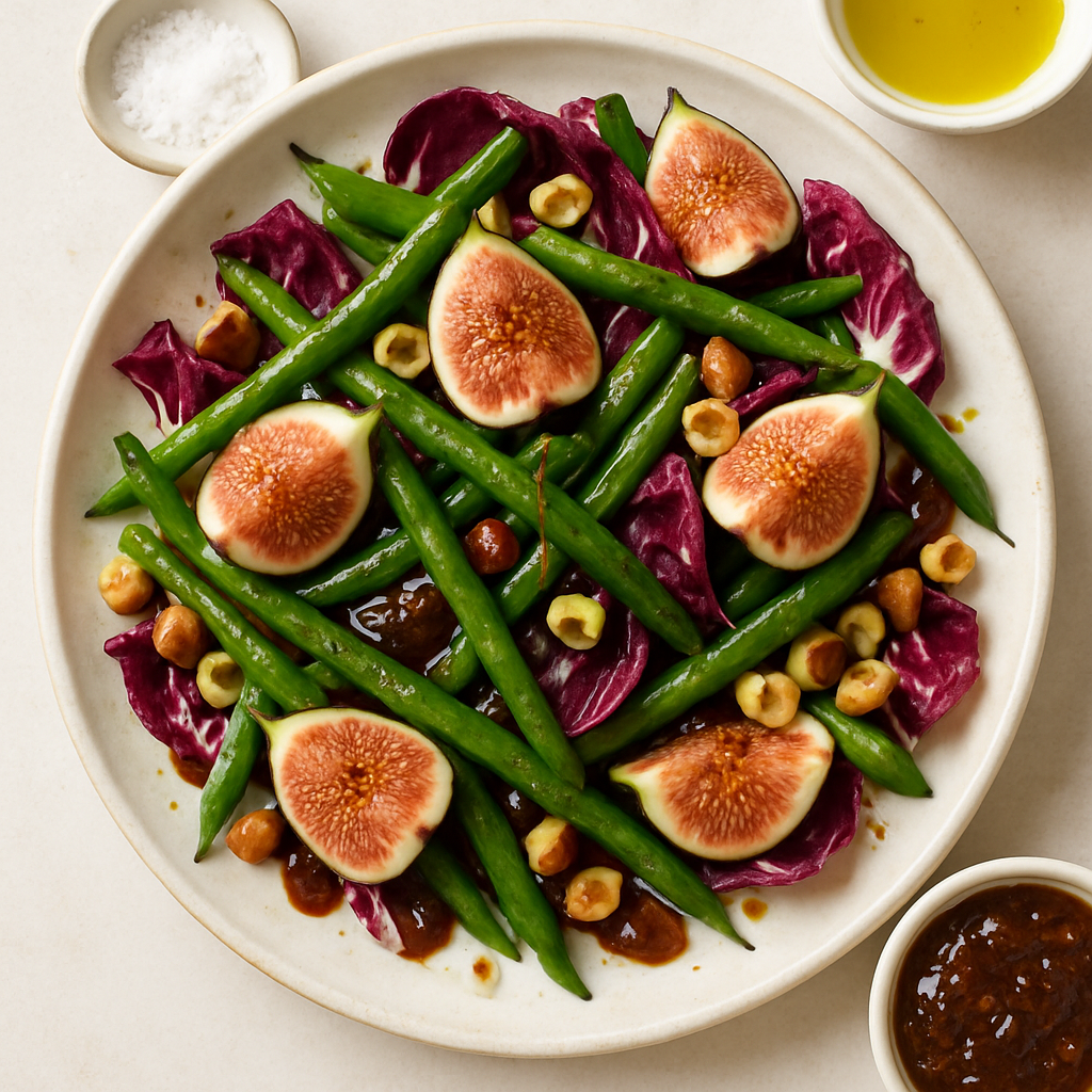Ensalada de Higos, Judías Verdes y Radicchio con Avellanas