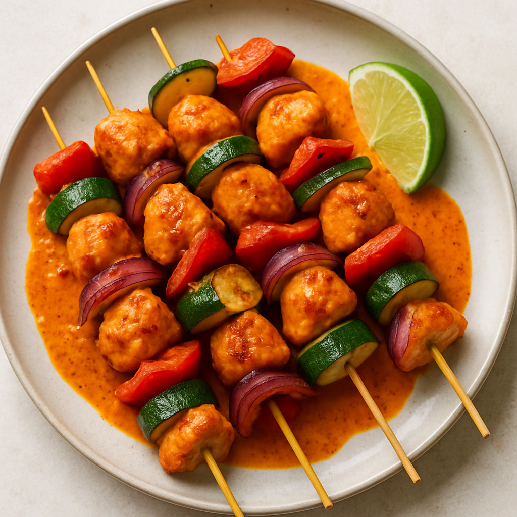 Pinchos de Pollo al Curry Rojo