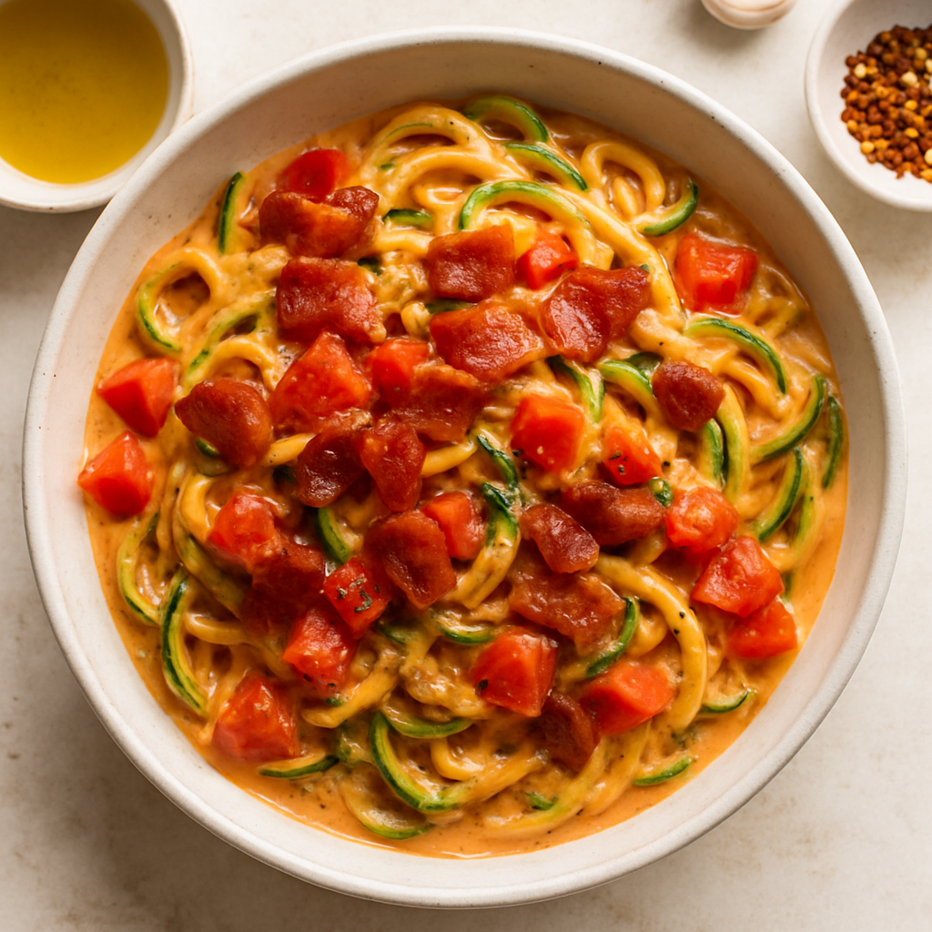 Creamy BLT Zucchini Pasta