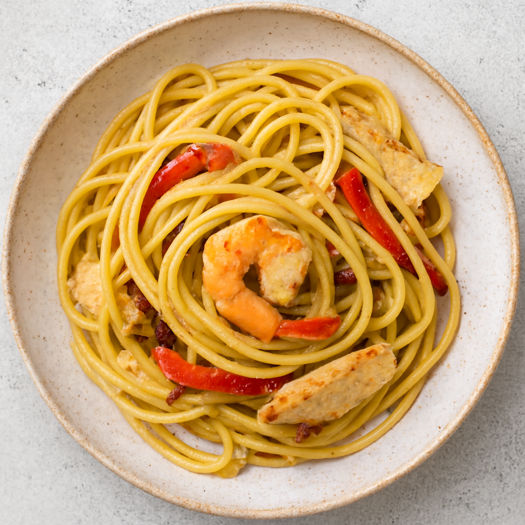 Chicken and Shrimp Carbonara