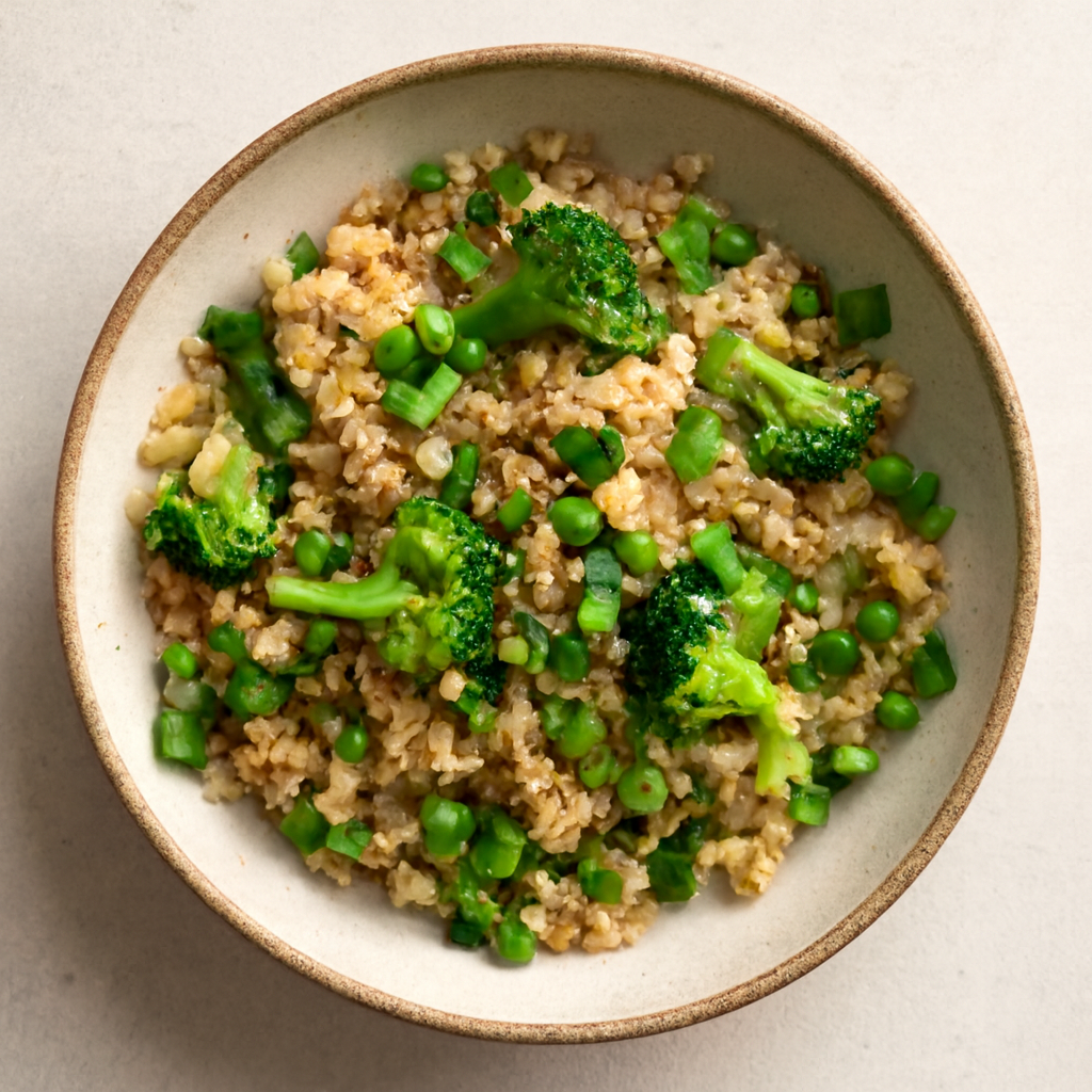 Arroz Frito con Coliflor, Arroz Integral y Verduras