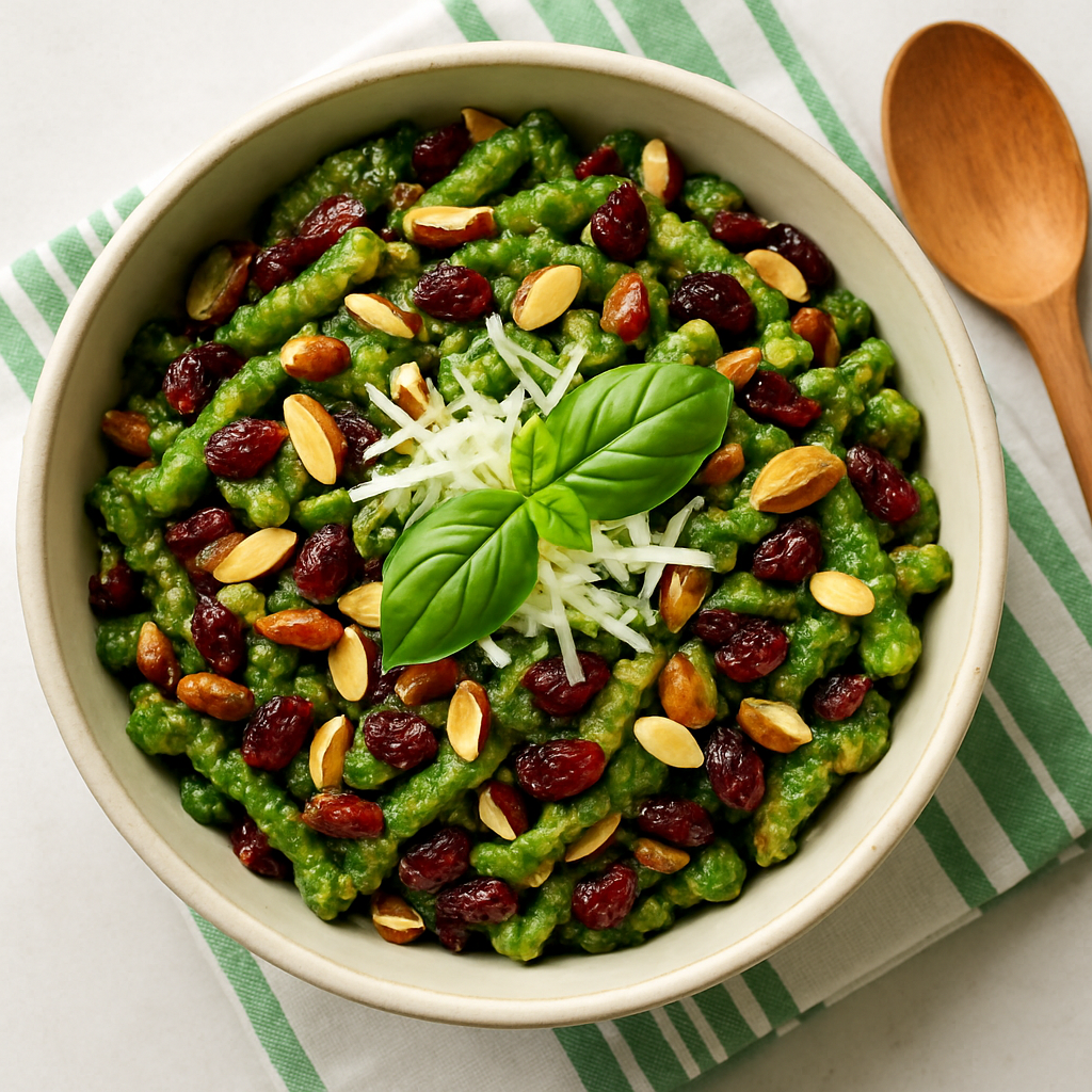 Pesto Bean Salad with Almonds and Cranberries
