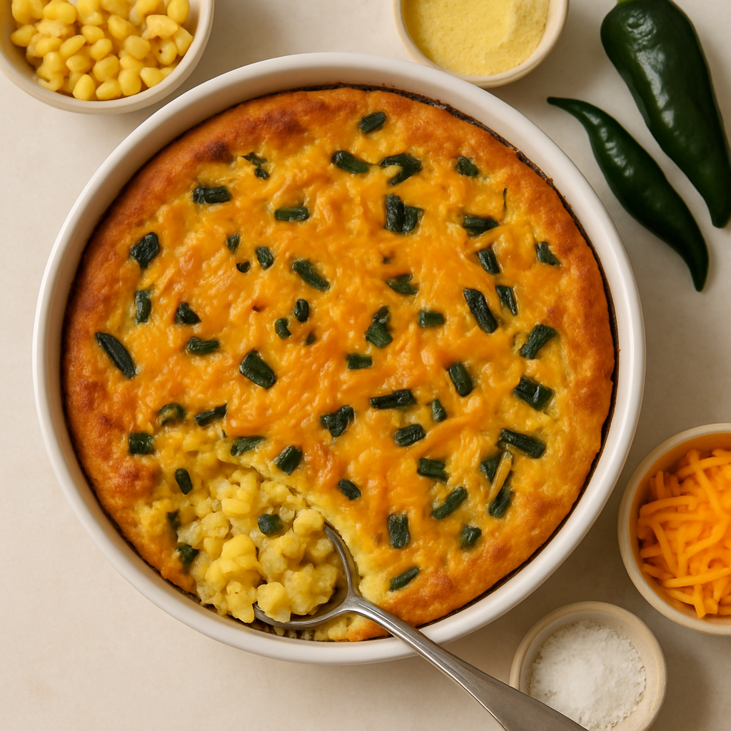Pasilla Chile and Cheddar Spoonbread