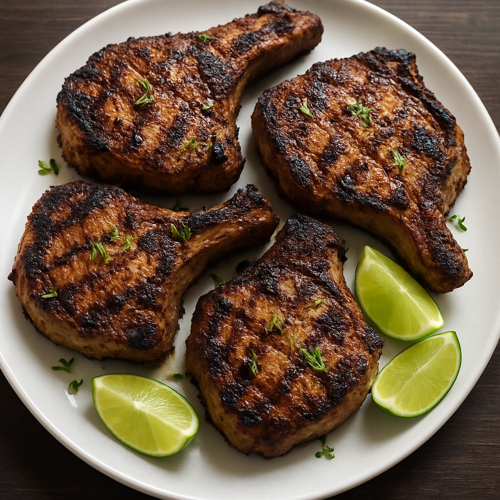 Chuletas de Cerdo a la Parrilla con Especias Jerk