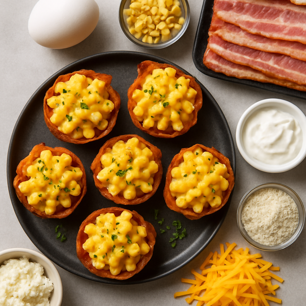 Tazas de Macarrones con Queso y Tocino Ranch