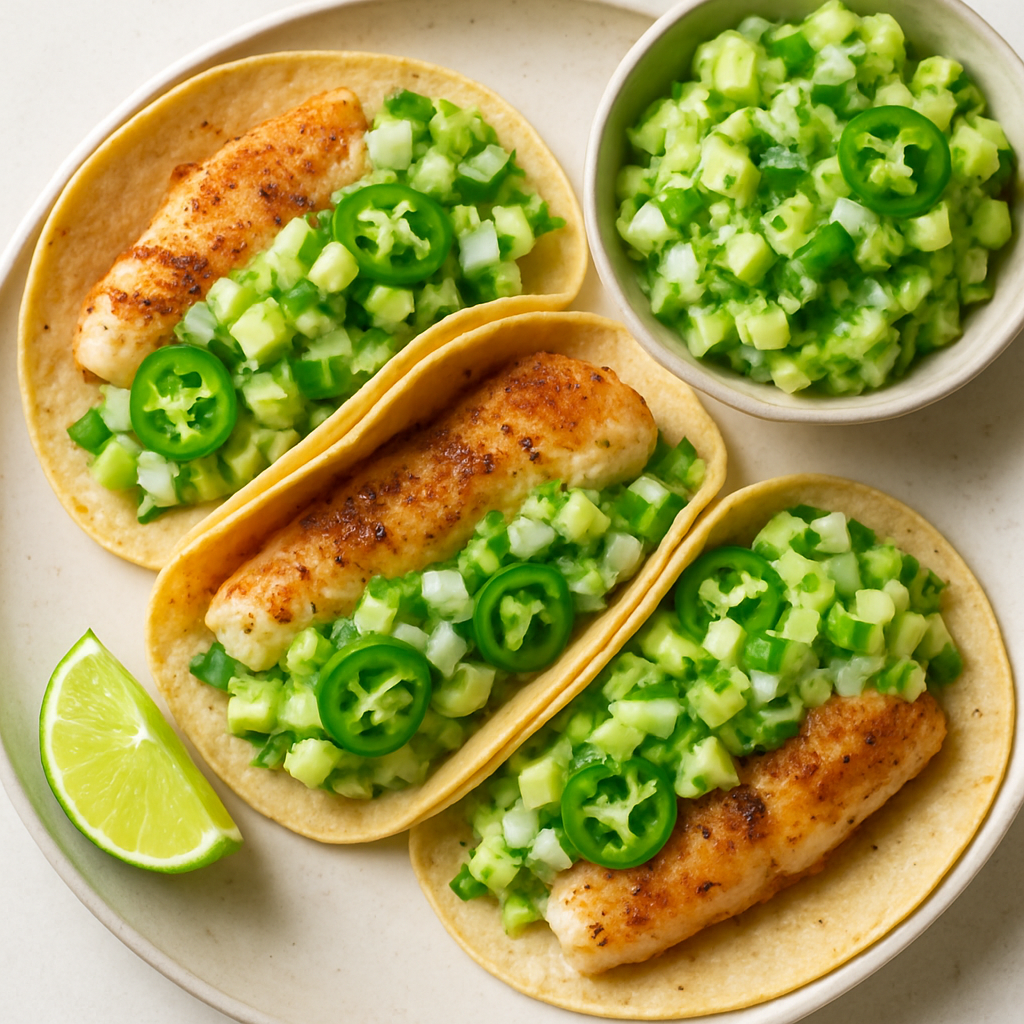Fish Tacos With Green Apple Guacamole