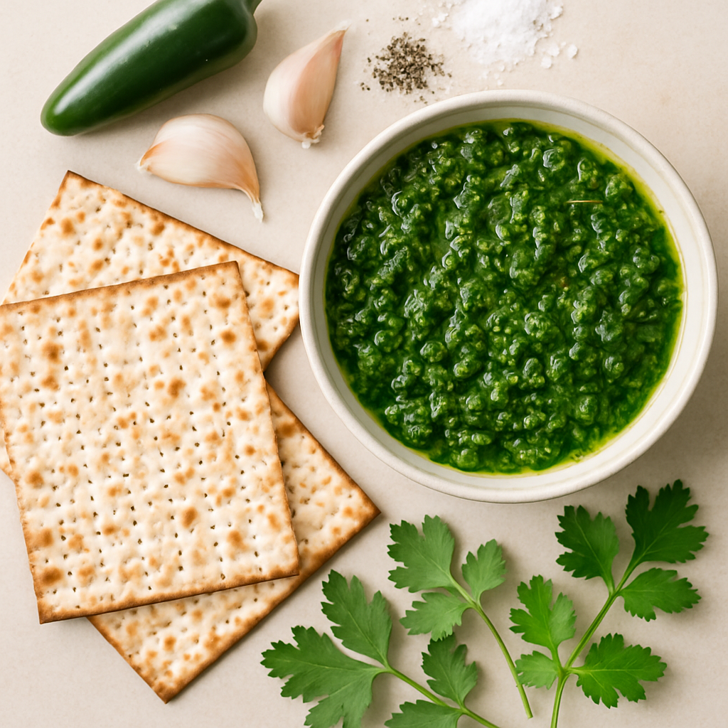Herb Relish (Schug) and Matzo