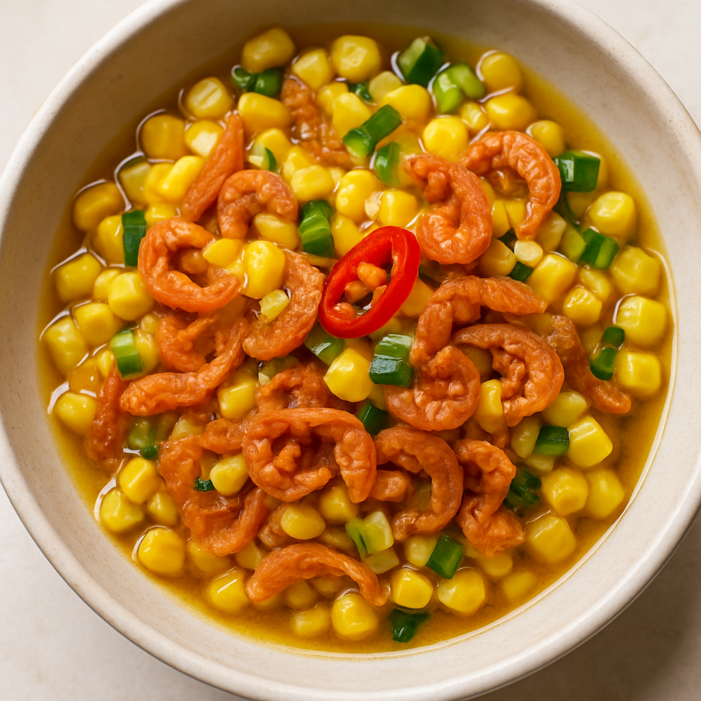 Maíz Braseado en Mantequilla con Camarones Secos