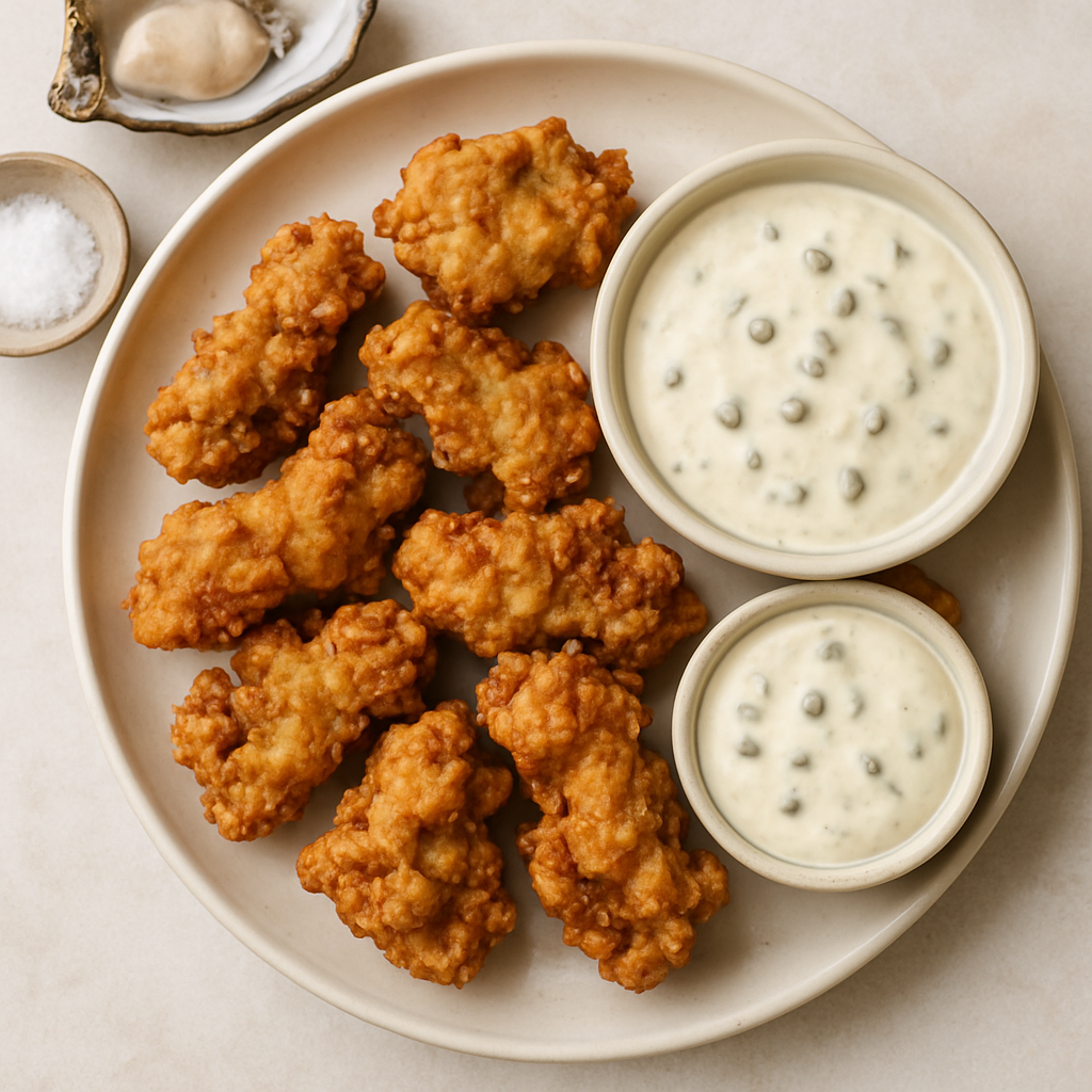 Ostras Fritas en Suero de Leche con Aioli de Alcaparras